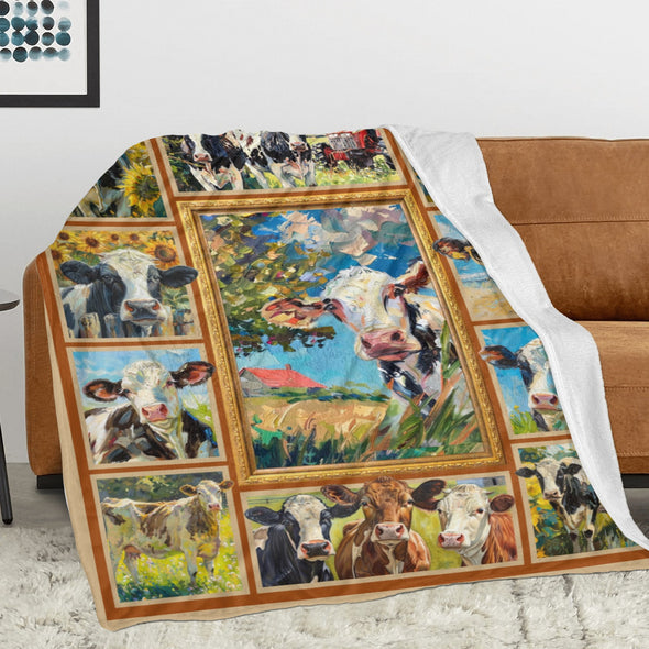 Cow Print Blanket, Cute Cow Throw Blanket Soft Sofa Couch Bed Travel Bedding Room Decor for Kids Teens Adults Christmas Gifts