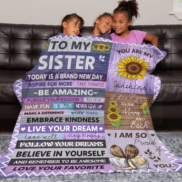 Sister Blanket Gifts, Throw Blankets Gift for Mothers Day, Christmas, Happy Birthday Gifts, Sisters Graduation Gifts Ideas for Women