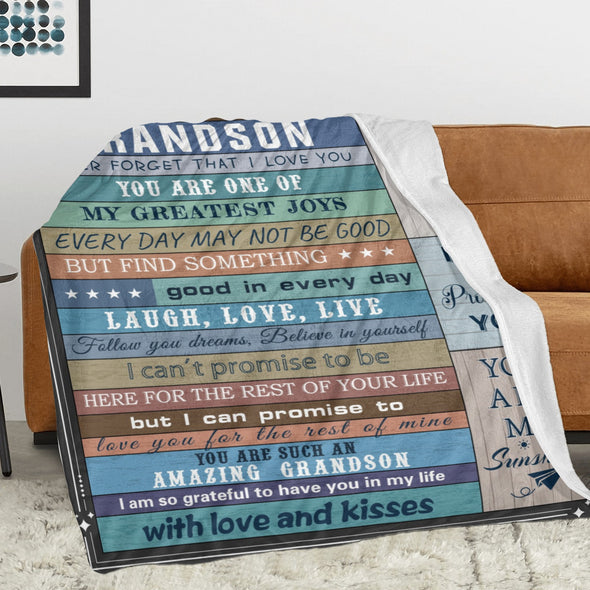 Grandson Blanket Gifts from Grandma, Grandpa, Grandparents, Nana, Grandson Birthday Graduation Soft Bed Throws Blankets