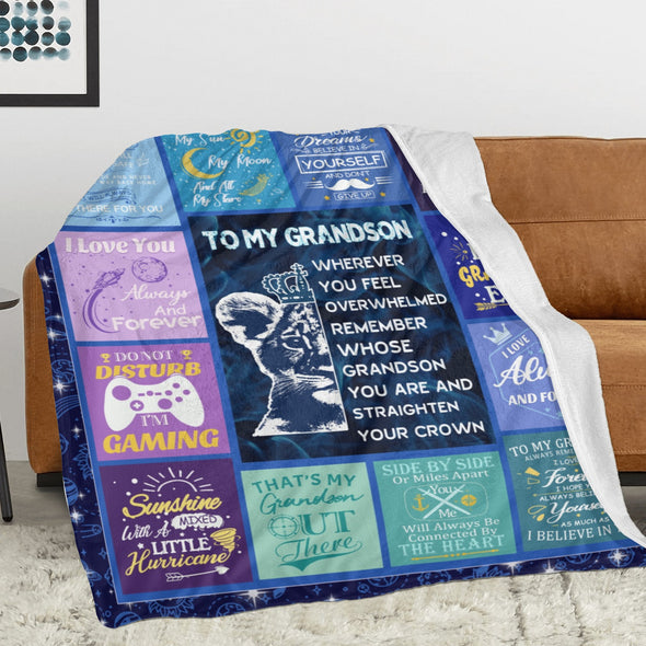 Grandson Blanket Gifts from Grandma, Grandpa, Grandparents, Nana, Grandson Birthday Graduation Soft Bed Throws Blankets