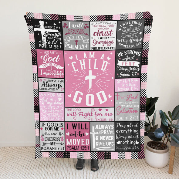 Christian Gifts for Women Blankets, I Am a Child of God Blankets, Inspirational Religious Birthday Gifts, Catholic Spiritual Gifts for Women