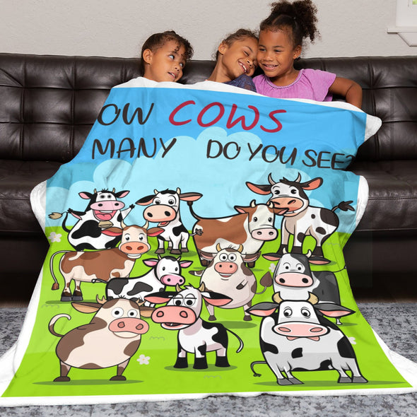 Cow Print Blanket, Cute Cow Throw Blanket Soft Sofa Couch Bed Travel Bedding Room Decor for Kids Teens Adults Christmas Gifts