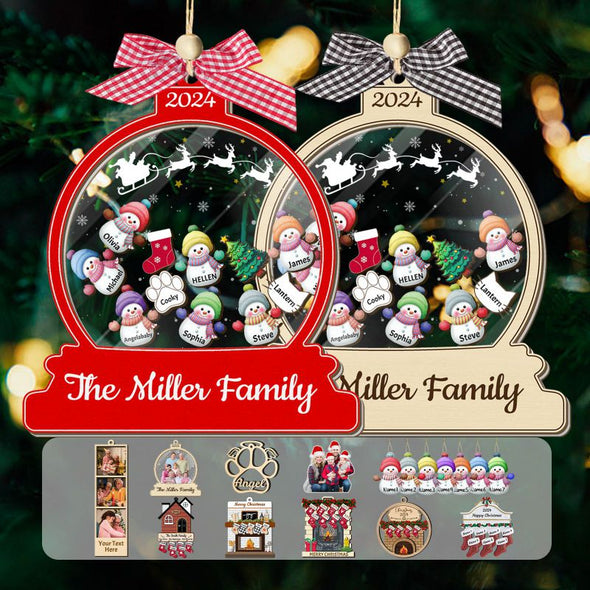 Personalized Christmas Ornaments 2024 Bulk Custom First Family Snowman Ornament Customized with Names for Xmas Memorial Gifts