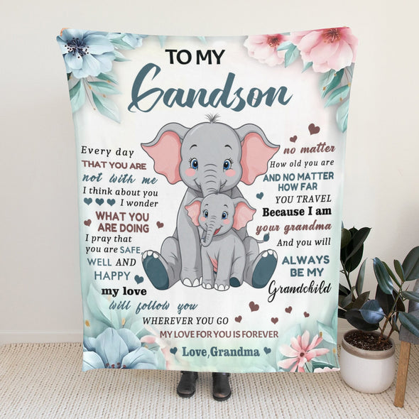 Grandson Blanket Gifts from Grandma, Grandpa, Grandparents, Nana, Grandson Birthday Graduation Soft Bed Throws Blankets