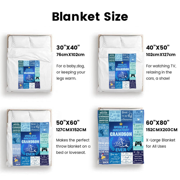 Grandson Blanket Gifts from Grandma, Grandpa, Grandparents, Nana, Grandson Birthday Graduation Soft Bed Throws Blankets