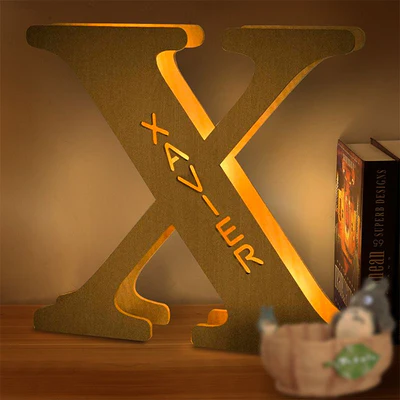 Personalized Wooden Engraved Name Wall Light, Custom Lettler Lights for Mother's Day, Father's Day Gift