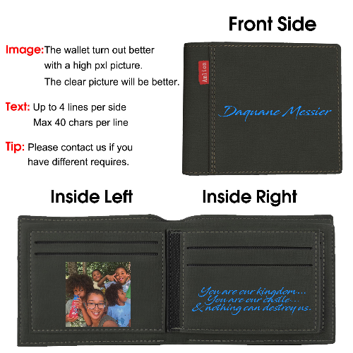 Custom Photo Wallet, Personalized Print Photo Wallets For Men Father Day Gifts Black