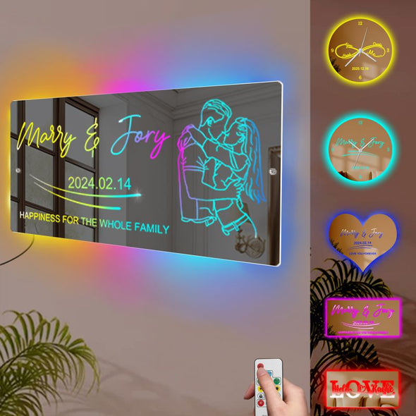 Personalized Mirror Light Custom Light Up Name Sign for Bedroom Wall Decoration Christmas Valentine's Day Gifts