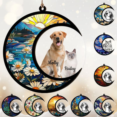 Custom Dog Memorial Suncatcher Ornament Personalized Pet Cat Remembrance Sympathy Gifts with Picture Name for Loss of Dog