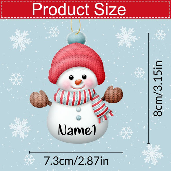 Custom Snowman Ornaments with Name 7Pcs Personalized Christmas Ornaments Family Xmas Tree Hanging Gift - 3.15"（8cm）