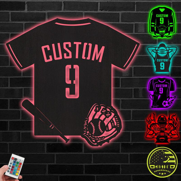 Custom Baseball Jersey/Player Neon Sign Light Personalized Lamp with Name for Room Wall Decor Sport Christmas Birthday Gift