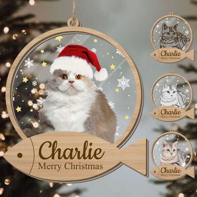 Personalized Cat Photo Christmas Ornaments 2024 Bulk Custom Dog First Christmas Xmas in Memory of Pet