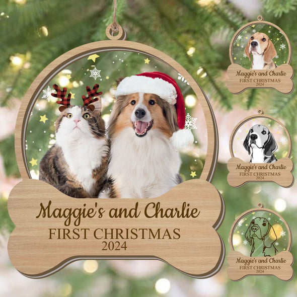 Personalized Dog Photo Christmas Ornaments 2024 Bulk Custom Cat First Christmas Xmas in Memory of Pet