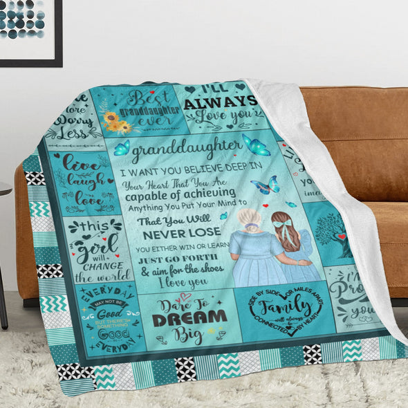 Granddaughter Blanket from Grandma, Birthday Gifts Throw Blanket from Grandparents, Christmas Graduation Wedding Valentine Gifts