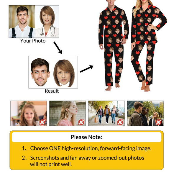 Custom Pajamas with Face Photo Pet Pictures Personalized Long Sleeves Pjs for Women Men Christmas Gift