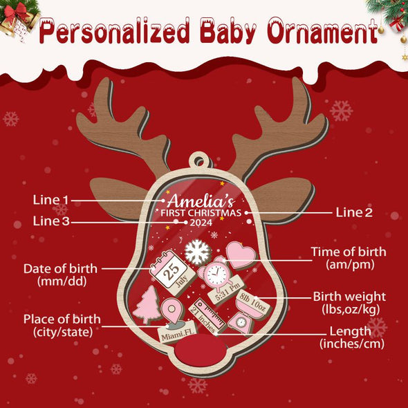 Personalized Babys First Christmas Ornaments 2024 Custom Girl Boy Ornament Customized with Names for Xmas Tree Decorations