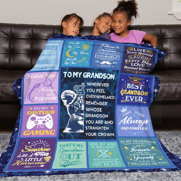 Grandson Blanket Gifts from Grandma, Grandpa, Grandparents, Nana, Grandson Birthday Graduation Soft Bed Throws Blankets