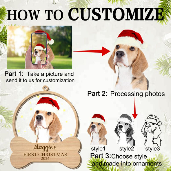 Personalized Dog Photo Christmas Ornaments 2024 Bulk Custom Cat First Christmas Xmas in Memory of Pet