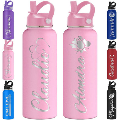 Custom Water Bottles 12oz/18oz/24oz/32oz/40oz Bulk, Personalized Stainless Steel Insulated Bottle Engraved Logo Name for School Kids Adult-1 PCS