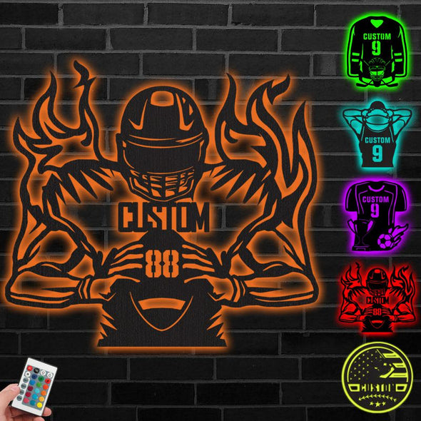 Custom Football Jersey/Player Neon Sign Light Personalized Lamp with Name for Room Wall Decor Sport Christmas Birthday Gift