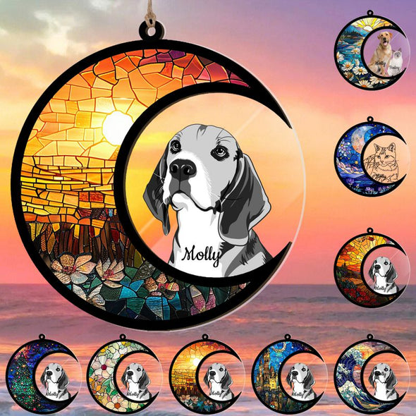 Custom Dog Memorial Suncatcher Ornament Personalized Pet Cat Remembrance Sympathy Gifts with Picture Name for Loss of Dog