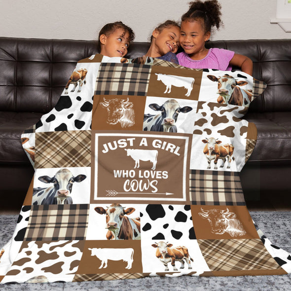 Cow Print Blanket, Cute Cow Throw Blanket Soft Sofa Couch Bed Travel Bedding Room Decor for Kids Teens Adults Christmas Gifts