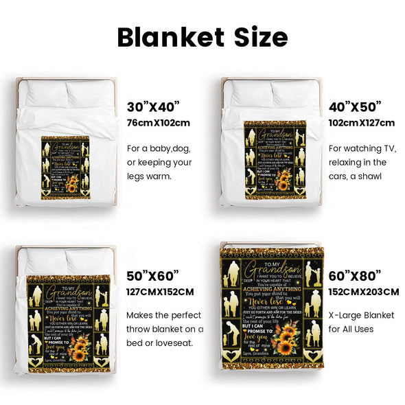 Grandson Blanket Gifts from Grandma, Grandpa, Grandparents, Nana, Grandson Birthday Graduation Soft Bed Throws Blankets