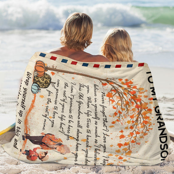 Grandson Blanket Gifts from Grandma, Grandpa, Grandparents, Nana, Grandson Birthday Graduation Soft Bed Throws Blankets