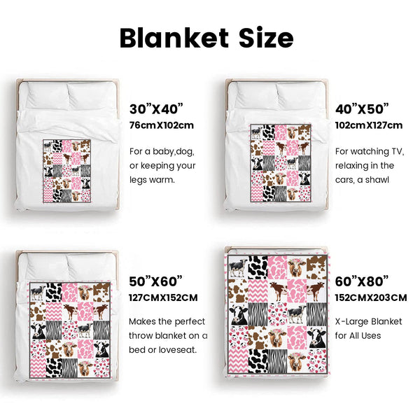 Cow Print Blanket, Cute Cow Throw Blanket Soft Sofa Couch Bed Travel Bedding Room Decor for Kids Teens Adults Christmas Gifts