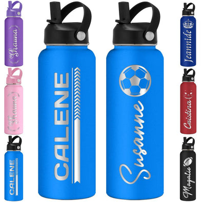 Custom Water Bottles 12oz/18oz/24oz/32oz/40oz Bulk, Personalized Stainless Steel Insulated Bottle Engraved Logo Name for School Kids Adult