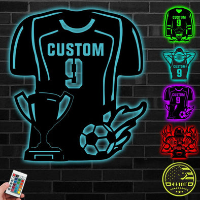 Custom Soccer Jersey/Player Neon Sign Light Personalized Lamp with Name for Room Wall Decor Sport Christmas Birthday Gift