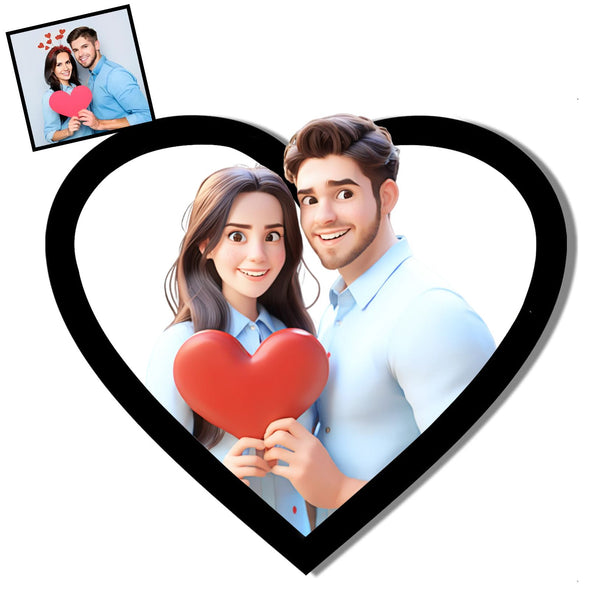 Personalized Cartoon Style 3d Photo Wooden Sign Custom 3D Picture Portrait Wall Art Decor Valentine's Day Couple Gift For Him, Her