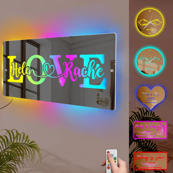 Personalized Mirror Light Custom Light Up Name Sign for Bedroom Wall Decoration Christmas Valentine's Day Gifts