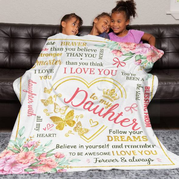 Daughter Blanket, Daughter Birthday Gift, Throw Blanket from Mom Dad, Graduation Christmas Wedding Mothers Day Gifts