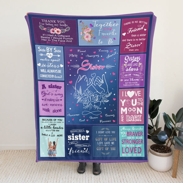 Sister Blanket Gifts, Throw Blankets Gift for Mothers Day, Christmas, Happy Birthday Gifts, Sisters Graduation Gifts Ideas for Women