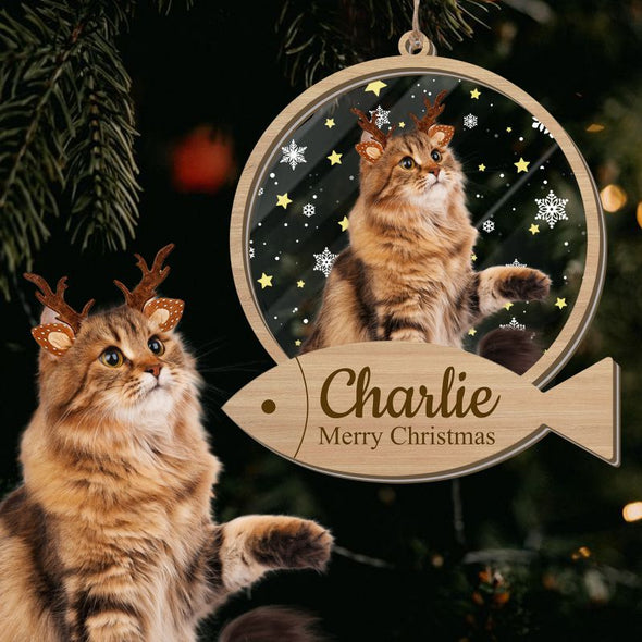 Personalized Cat Photo Christmas Ornaments 2024 Bulk Custom Dog First Christmas Xmas in Memory of Pet