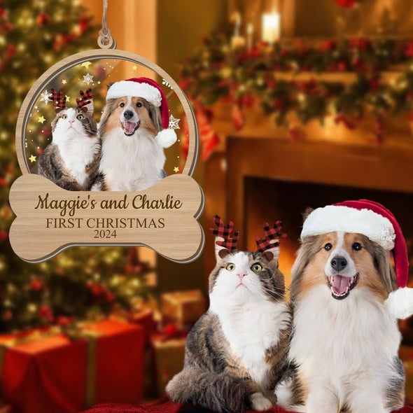 Personalized Dog Photo Christmas Ornaments 2024 Bulk Custom Cat First Christmas Xmas in Memory of Pet