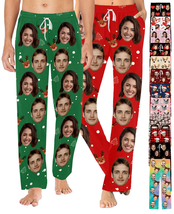 Matching Pajamas Pants for Couples Custom Personalized Pj Bottoms with Photo for Women Men Christmas Valentine Gifts