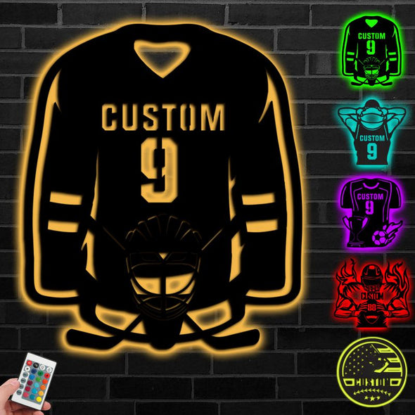 Custom Hockey Jersey/Player Neon Sign Light Personalized Lamp with Name for Room Wall Decor Sport Christmas Birthday Gift