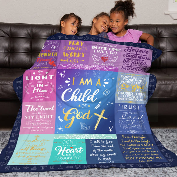 Christian Gifts for Women Blankets, I Am a Child of God Blankets, Inspirational Religious Birthday Gifts, Catholic Spiritual Gifts for Women