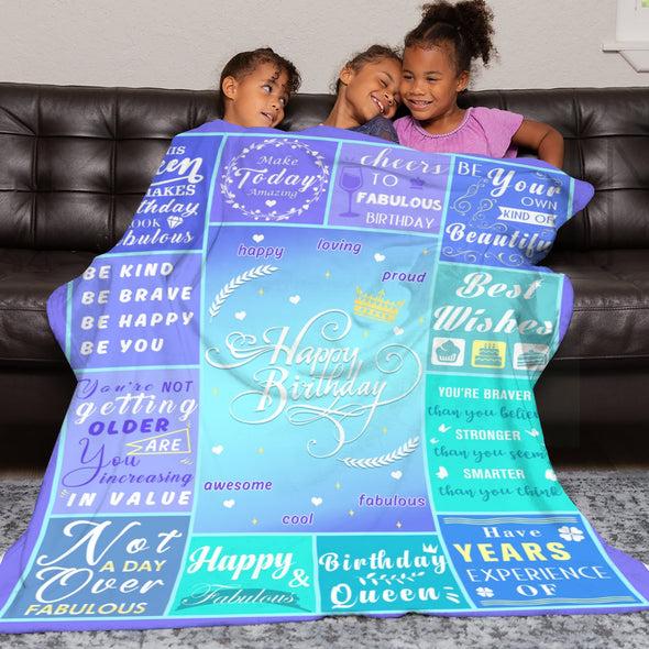 Birthday Gifts for Women Blanket, Happy Birthday Decorations Throw for Girls Her Friend Mom Sister Grandma Wife