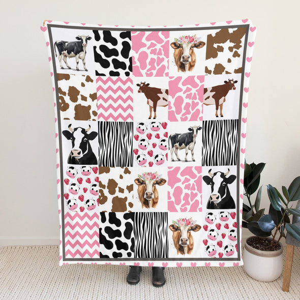 Cow Print Blanket, Cute Cow Throw Blanket Soft Sofa Couch Bed Travel Bedding Room Decor for Kids Teens Adults Christmas Gifts