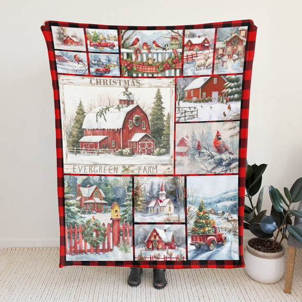 Christmas Blanket, Xmas Gift, Holiday Theme Red Throw for Couch and Bed Home Decor for Mom Women Girls Wife