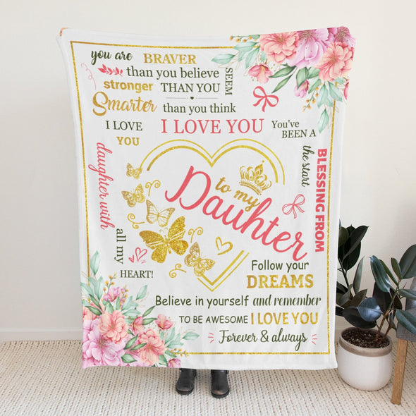 Daughter Blanket, Daughter Birthday Gift, Throw Blanket from Mom Dad, Graduation Christmas Wedding Mothers Day Gifts