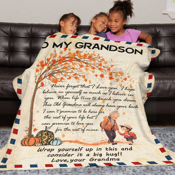 Grandson Blanket Gifts from Grandma, Grandpa, Grandparents, Nana, Grandson Birthday Graduation Soft Bed Throws Blankets