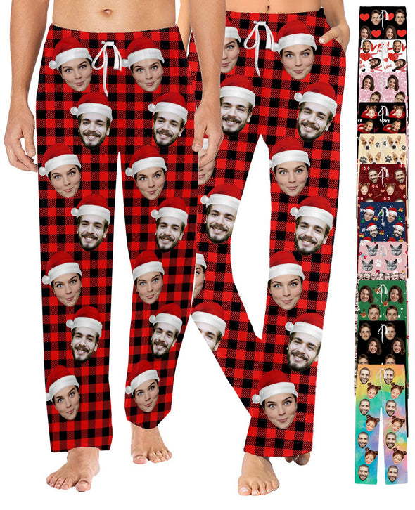 Matching Pajamas Pants for Couples Custom Personalized Pj Bottoms with Photo for Women Men Christmas Valentine Gifts