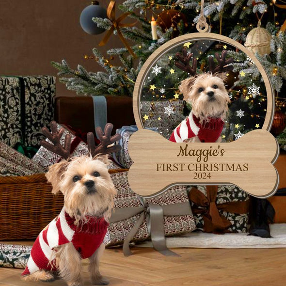 Personalized Dog Photo Christmas Ornaments 2024 Bulk Custom Cat First Christmas Xmas in Memory of Pet