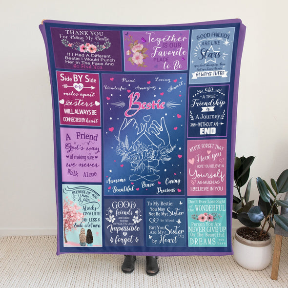 Bestie Blanket, Best Friend Birthday Gifts, Sister Throw Blanket Graduation Gifts Ideas for Women, Friendship Unique Gifts