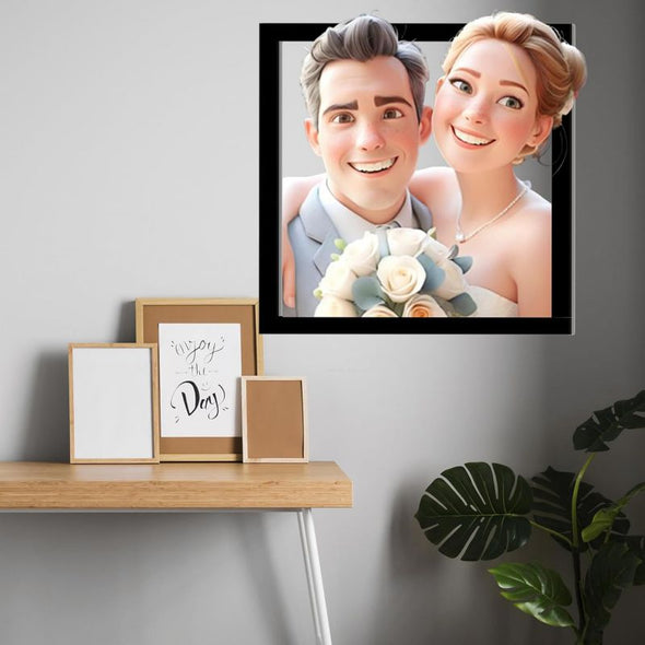 Personalized Cartoon Style 3d Photo Wooden Sign Custom 3D Picture Portrait Wall Art Decor Valentine's Day Couple Gift For Him, Her