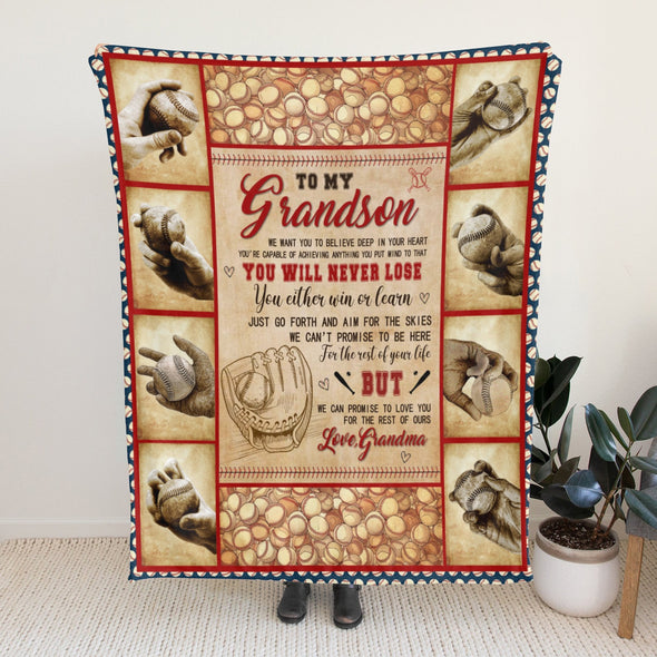 Grandson Blanket Gifts from Grandma, Grandpa, Grandparents, Nana, Grandson Birthday Graduation Soft Bed Throws Blankets